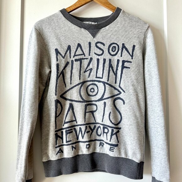 Maison Kitsune Paris New York Andre Crewneck Sweatshirt - Size XS - Picture 2 of 7